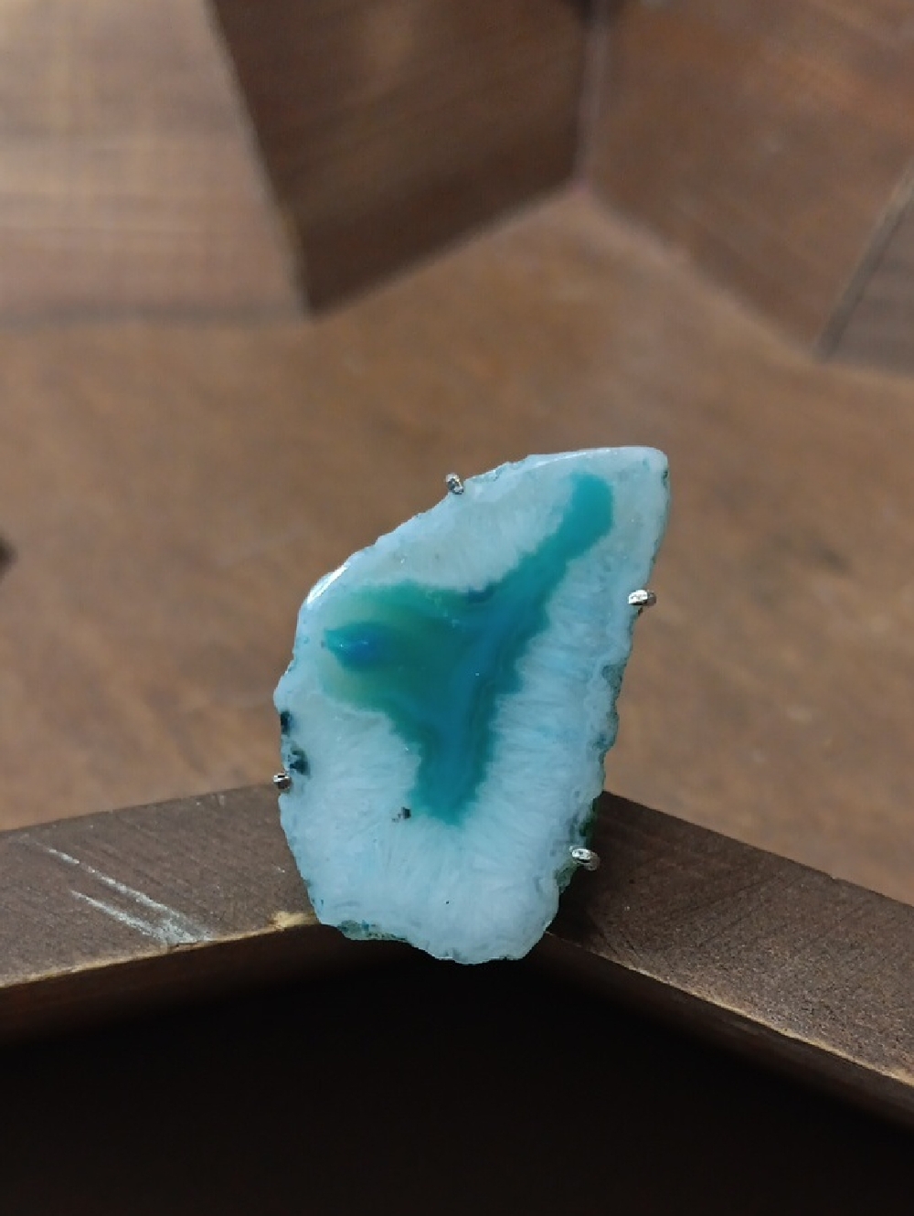 Blue-Green Agate Slice Ring